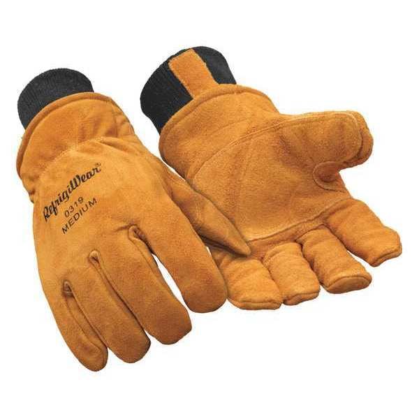 Refrigiwear Cold Protection Gloves, Cowhide ( Double Palm ) Palm, Safety Cuff, Gold, 1 PR - 0319RGLDMED