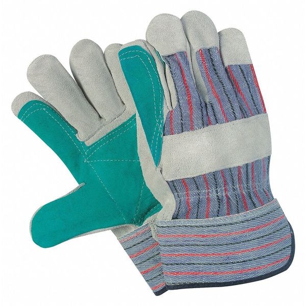 Mcr Safety Leather Palm Gloves, Safety Cuff Cuff, Wing Thumb, Large, 12 PK - 12010DP