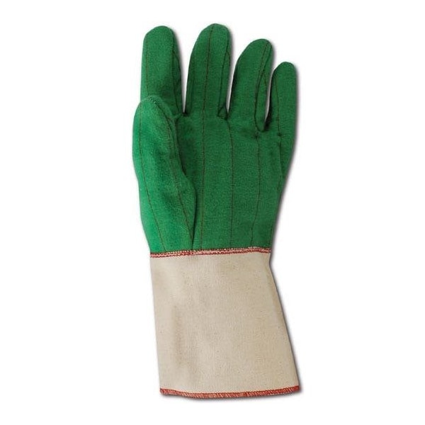 Magid Textile Gloves, Cotton, Gauntlet Cuff Green, L, 12 PK - G399GT