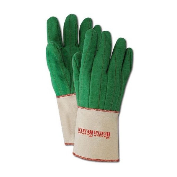 Magid Textile Gloves, Cotton, Gauntlet Cuff Green, L, 12 PK - G399GT