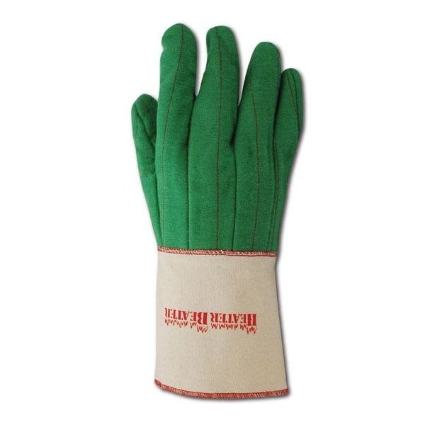 Magid Textile Gloves, Cotton, Gauntlet Cuff Green, L, 12 PK - G399GT