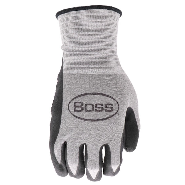 Boss Boss Unisex Indoor/Outdoor Tactile Grip Gloves Black/Gray L 1 pair - B31181-L
