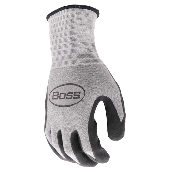 Boss Boss Unisex Indoor/Outdoor Tactile Grip Gloves Black/Gray L 1 pair - B31181-L