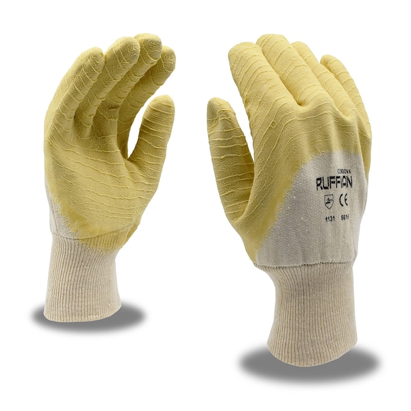 Cordova Ruffian Premium Latex Yellow Dipped Gloves - Large, 12PK - 5615
