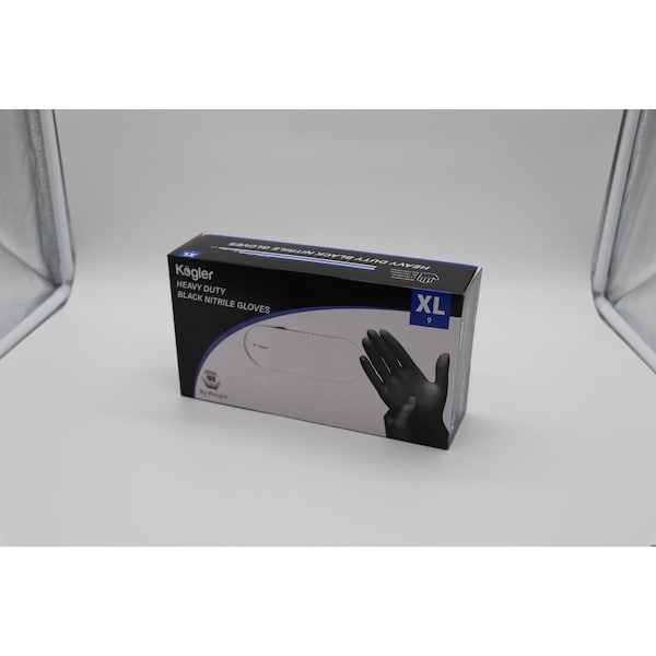 Kogler Nitrile Gloves, 6 mil Palm, Nitrile, XL, 100 PK, Black - BRG24XL