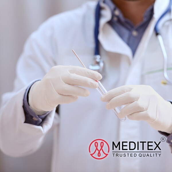 Meditex Disposable Gloves, Latex, M, 100 PK, White - HM2022111913-LX-M