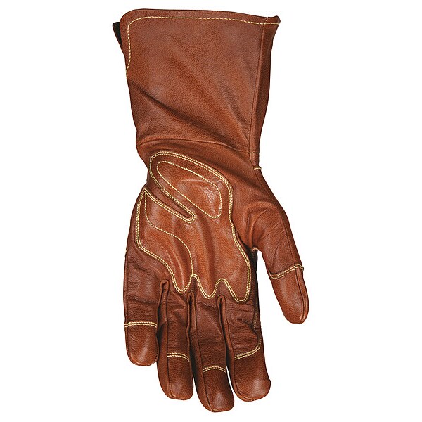 Mcr Safety Leather Drivers Gloves, Goatskin ( Double Palm ), Gauntlet, Wing Thumb, Gunn - Full Back Cut, Brown - MU3624GKXL