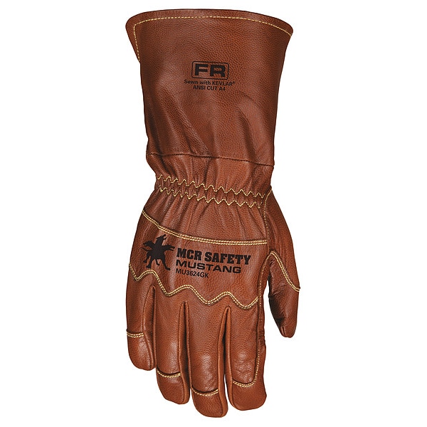 Mcr Safety Leather Drivers Gloves, Goatskin ( Double Palm ), Gauntlet, Wing Thumb, Gunn - Full Back Cut, Brown - MU3624GKXL