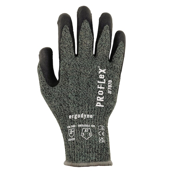 Ergodyne ANSI A7 Nitrile Coated CR Gloves, Green, Size M - 7070