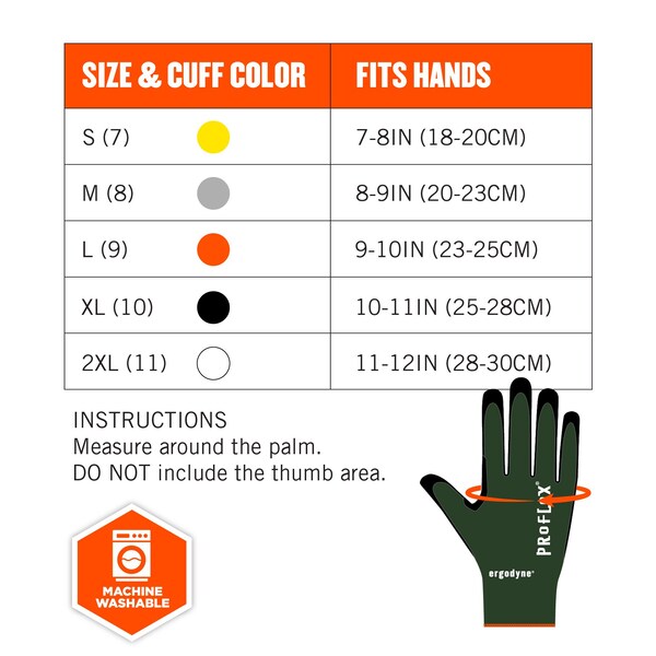 Ergodyne ANSI A7 Nitrile Coated CR Gloves, Green, Size M - 7070