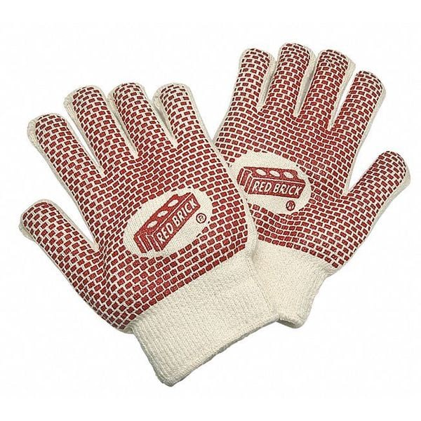 Mcr Safety Red Brick 9460K Loop In Terry Nitrile Rd, 2 Ply, PK12, 605  Degrees F Max Temp., Knit Cuff L ( 9 ) - 9460K