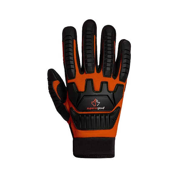 Superior Glove ClutchGear Work Gloves, TenActiv with PVC Grip Palm, PVC Back, L (9), Black/Orange - MXVSBE-L