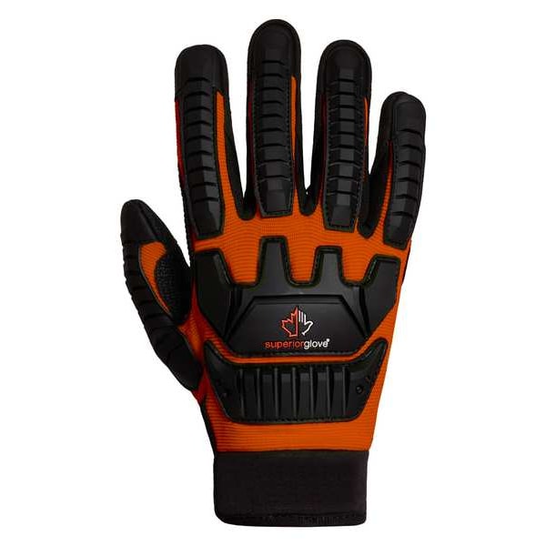 Superior Glove ClutchGear Work Gloves, TenActiv with PVC Grip Palm, PVC Back, L (9), Black/Orange - MXVSBE-L