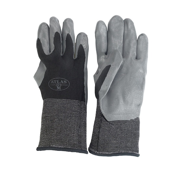 Showa Atlas Atlas Unisex Indoor/Outdoor Dipped Gloves Black/Gray M 1 pair - 370BM-07.RT
