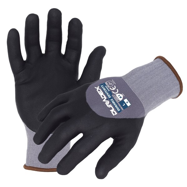 Azusa Safety Coated Work Gloves, Nitrile/Polyurethane, Utra-Fine Micro-Foam, 3/4 Coating, Grey/Black, M-8 1 PR - DX1040