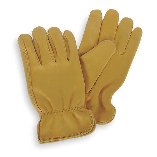Condor Leather Drivers Gloves, Deerskin, Shirred Slip-On, Keystone Thumb, Gunn Cut, Yellow, L 1 PR - 4TJV5