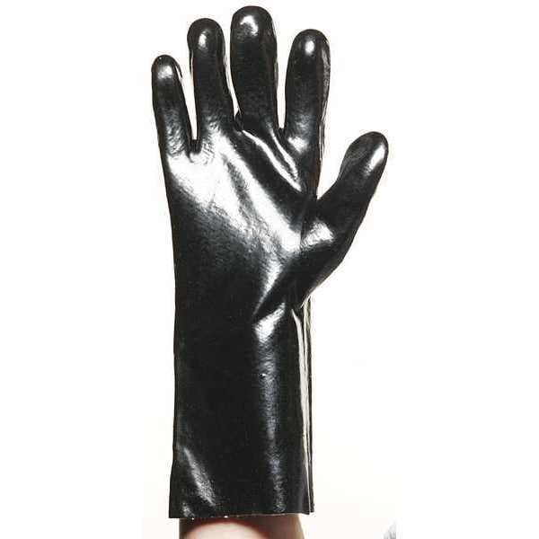 Showa Chemical Resistant Gloves, PVC, 14 in L, 16 mil, Black, L, 1 PR - 7714