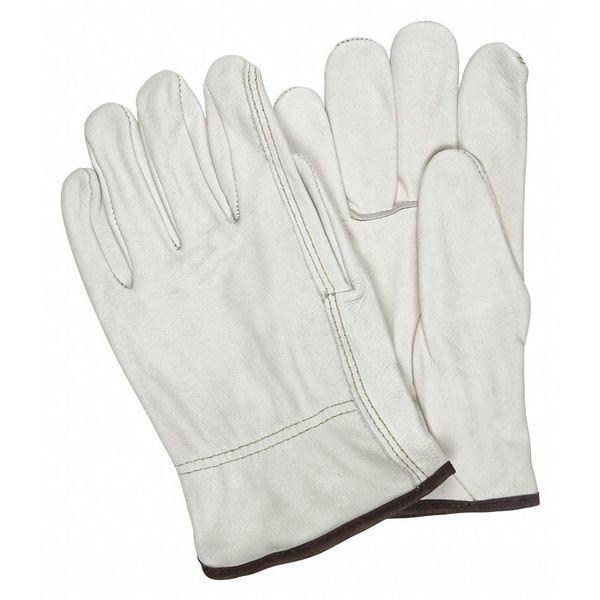 Mcr Safety Leather Drivers Gloves, Cowhide, Slip-On, Straight Thumb, Gunn - Full Back Cut, Beige, L 12 PK - 3203L