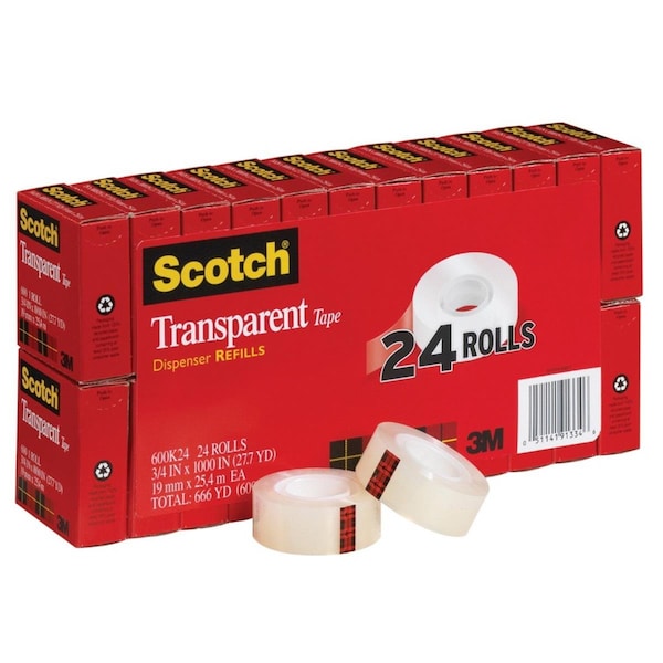 Cinta autoadhesiva multiusos Scotch 600 Photo-Safe con núcleo de 1 pulgada; paquete de 24 - 1369038