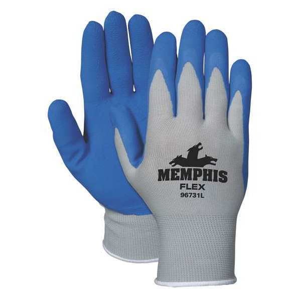 Mcr Safety Gloves, Nylon Knit, Medium, Blue/Gray, PK12 - MCR 96731M