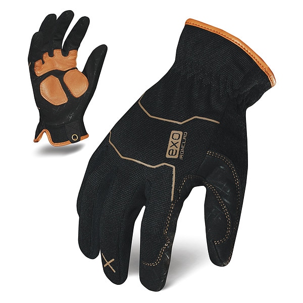 Ironclad Performance Wear EXO Mechanics Gloves, Leather Palm, Polyester Back, L, Black/Green - EXO2-MULR-04-L