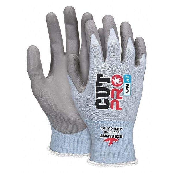 Mcr Safety Cut-Resistant Coated Gloves, Cut Level A2 , Dipped , Polyurethane , Flat , M 12 PK - 92718PUM