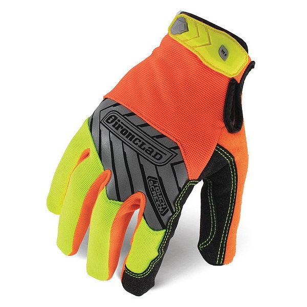 Ironclad Performance Wear Command(TM) Hi-Vis Mechanics Touchscreen Gloves, Nylon Palm, Polyester Back, M, Orange/Yellow - IEX-HVP-03-M