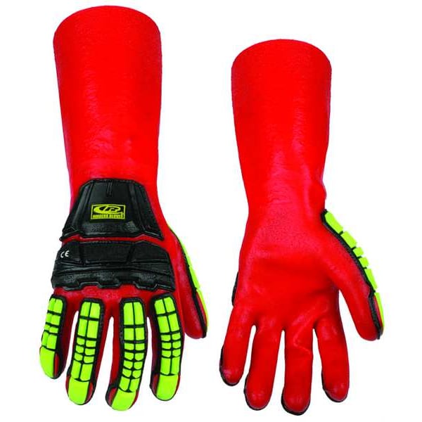 Ansell R-Chem Chemical, Impact Glove, Short Cuff, 35cm, XL/2X, PVC, 14 in L, Red, XL/2XL, 1 PR - 074-12