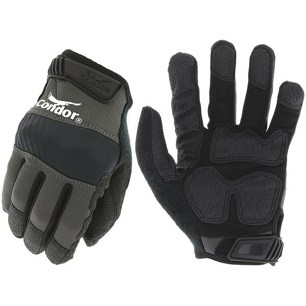 Condor Condor Mechanics Gloves, Synthetic Leather Palm, Polyester Back, 12, Black - 488C78