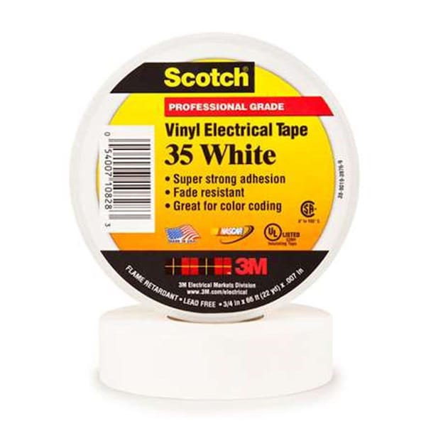 Cinta eléctrica blanca de 0.75 pulgadas x 66 pies - Paquete de 10, 10PK - T96403510PKW
