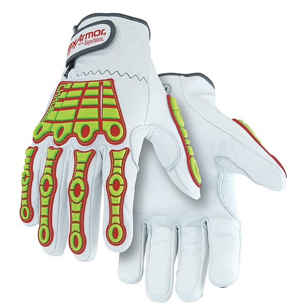 Hexarmor Hi-Vis Cold Protection Gloves, Goatskin Palm, Hook-and-Loop Cuff, Hi-Visibility Yellow/Red/White - 4086-L (9)