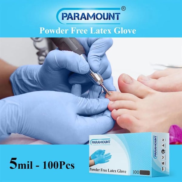 Paramount Disposable Gloves, 5 mil Palm, Latex, Powder-Free, M, 200 PK, Blue - PA-L-BLU-200-M