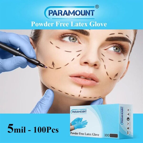 Paramount Disposable Gloves, 5 mil Palm, Latex, Powder-Free, M, 200 PK, Blue - PA-L-BLU-200-M