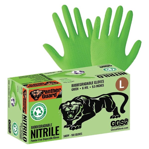 Global Glove Disposable Gloves, 6 mil Palm, Nitrile, Powder-Free, S, 100 PK, Hi-Vis Green - 945PF-S