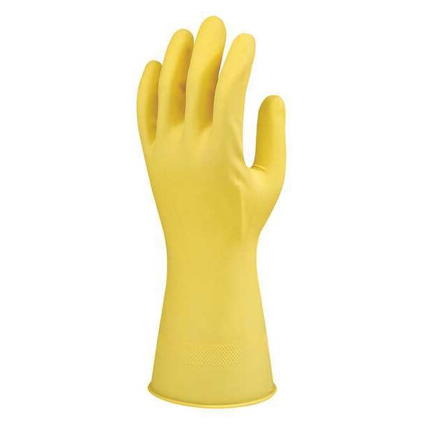 Ansell Chemical Resistant Gloves, Natural Rubber Latex, 13 in L, 8.5 mil, Yellow, 8 1/2, 1 PR - 87-089