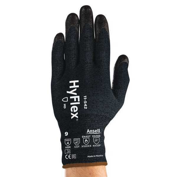 Ansell Cut Resistant Gloves, Knitwrist Cuff Black, 6, 1 PR - 11-542VP