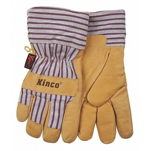 Kinco Cold Protection Gloves, Shirred Elastic Cuff, Keystone Thumb, Full Finger, Tan/Blue, L, 1 PR - 1927-L