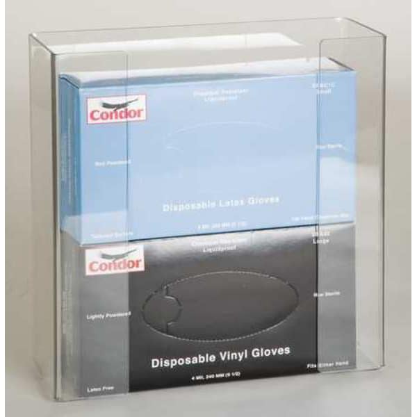 Zoro Select Glove Box Dispenser, PETG Plastic, Holds (2) Boxes , Clear , 11 in H x 11 in W x 4 in D - 3RZT2