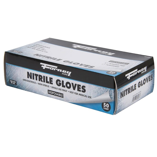Forney Disposable Gloves, 5 mil Palm, Nitrile, Powdered, L - 53406
