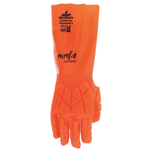 Mcr Safety N2658HVO Chemical Resistant Gloves, PVC, 14 in L, 15 ga, Orange, XL, 1 PR - N2658HVOXL