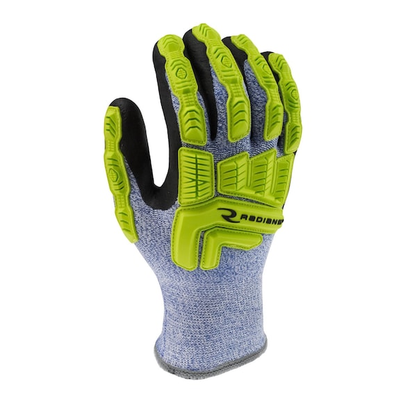Radians Hi-Vis Cold Protection Cut-Resistant Gloves, 7 Ga Terry Acrylic Liner Lining, Blue / White, L (10) - RWG604L