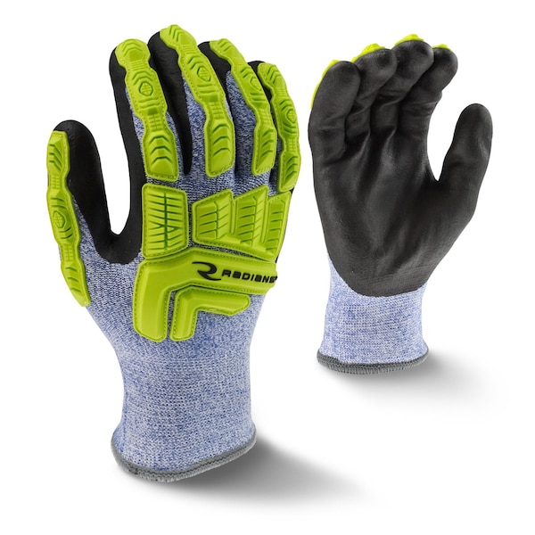 Radians Hi-Vis Cold Protection Cut-Resistant Gloves, 7 Ga Terry Acrylic Liner Lining, Blue / White, L (10) - RWG604L