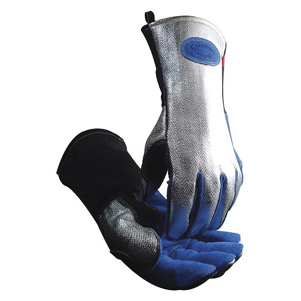 Caiman 1524 Welding Gloves, Gauntlet Cuff, Reinforced Thumb, Premium Cowhide, L, 1 PR - 1524