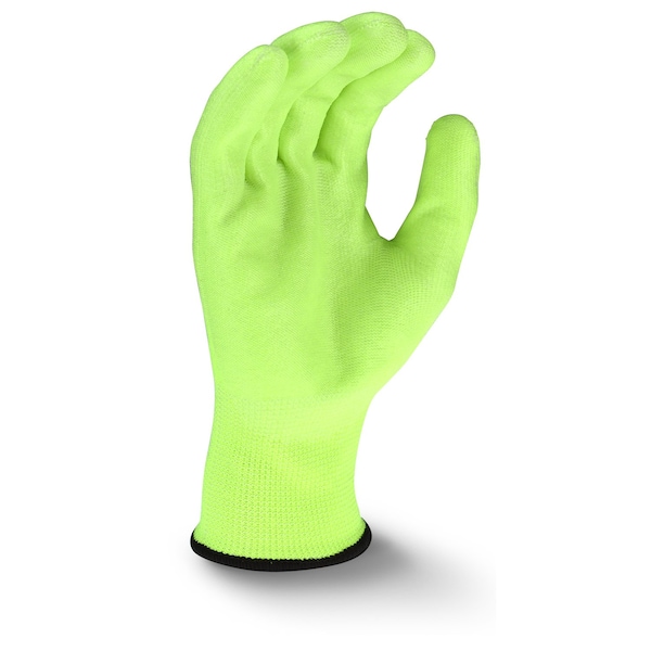 Radians Hi-Vis Coated Gloves, Polyurethane, Palm, Not Rated Abrasion Level, Hi-Vis Yellow, M - RWG22M