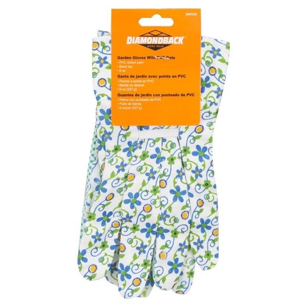 Diamondback Garden Gloves with PVC Dots, Women's, One-Size, Fabric 80% Cotton 20% polyester - C001