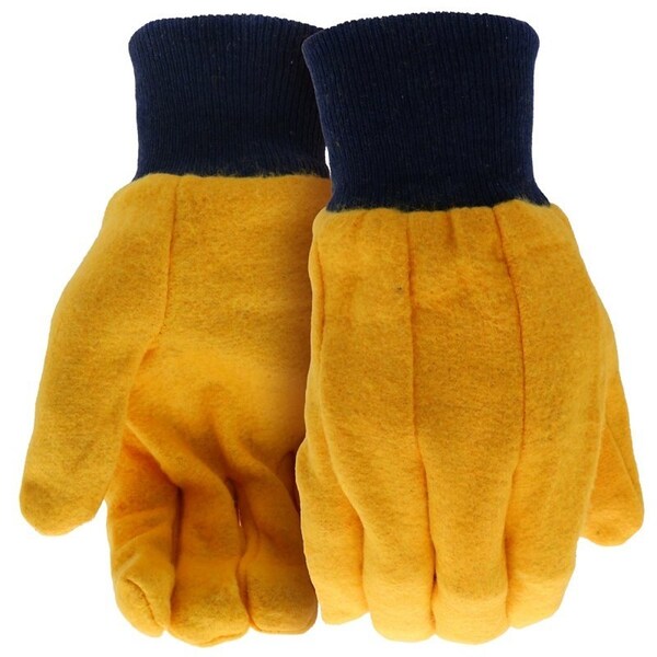 Boss Chore Series Work Gloves, L, Clute Thumb, Knit Wrist Cuff, Cotton/Polyester Flannel, Yellow - B62142-L