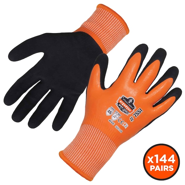 Ergodyne Orange Coated Waterproof Winter Work Gloves, XL, A5, PK144 - 7551-CASE