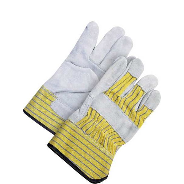 Bdg Leather Gloves, Cowhide Palm, Safety Cuff, Gray, 1 PR - 30-1-W10EL