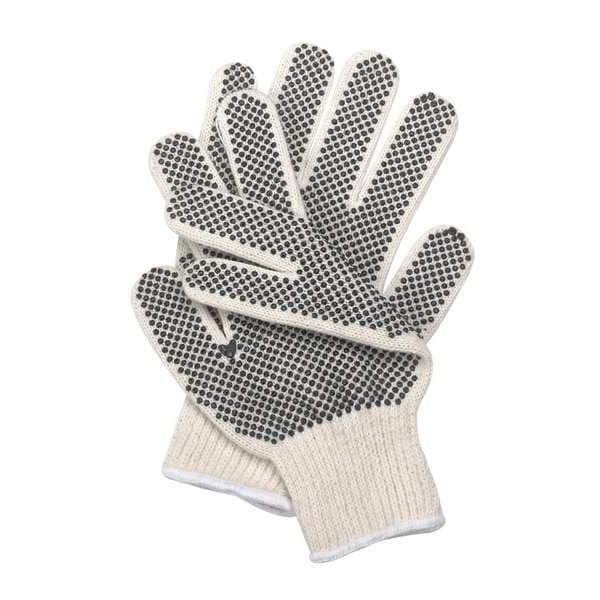 Condor Knit Gloves, Polyester, Cotton, PVC, Dotted Palm, White, 1 PR - 20GZ26