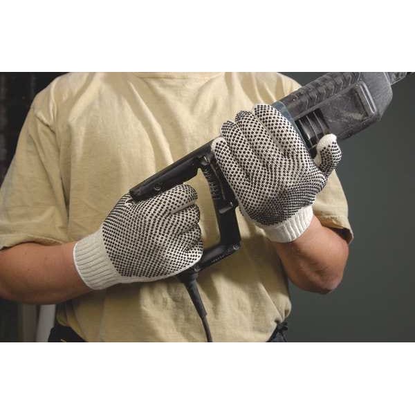 Condor Knit Gloves, Polyester, Cotton, PVC, Dotted Palm, White, 1 PR - 20GZ26